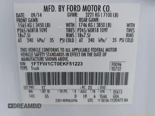 2014 Ford F-150 XL with VIN 1FTFW1CT0EKF51223, listed as a IAAI auction lot 42117076 with 176,505 mi miles. Bid and sale history available at carsss.com. Image 9.