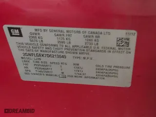 2013 Chevrolet Equinox LTZ with VIN 2GNFLGEK7D6213049, listed as a IAAI auction lot 41589133 with 64,486 mi miles. Bid and sale history available at carsss.com. Image 9.