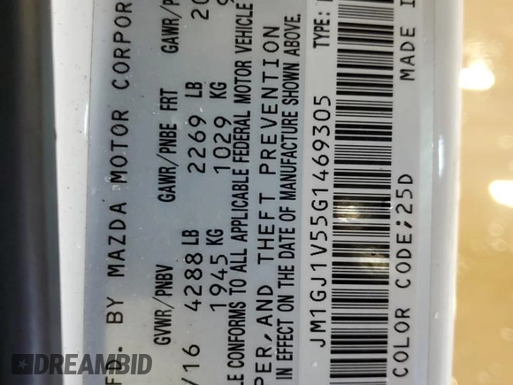 2016 Mazda Mazda6 i Touring with VIN JM1GJ1V55G1469305, listed as a Copart auction lot 47861475 with 111,861 mi miles and Salvage Title. Bid and sale history available at carsss.com. Image 12.