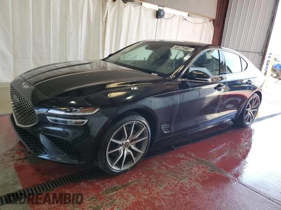 2023 Genesis G70 2.0T with VIN KMTG34TA8PU128993, listed as a Copart auction lot 72063714 with 24,629 mi miles and Clean Title. Bid and sale history available at DreamBid. Image 1.