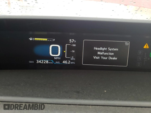 2019 Toyota Prius LE z VIN JTDL9RFU3K3008712, wystawiony jako Copart lot #55384635 z przebiegiem 34 228 mil mil oraz Szkoda całkowita • Salvage title. Historia ofert i sprzedaży dostępna na DreamBid. Obrazek 9.