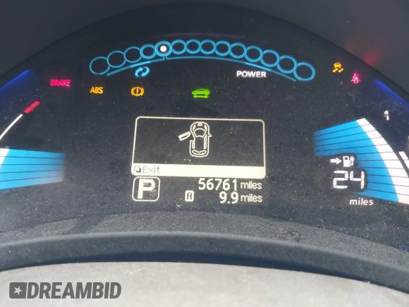 2012 Nissan LEAF SL with VIN JN1AZ0CP5CT022293, listed as a IAAI auction lot 42074728 with 56,761 mi miles. Bid and sale history available at carsss.com. Image 12.