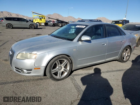 2007 Audi A4 2.0T with VIN WAUAF78EX7A038493, listed as a Copart auction lot 87763525 with 165,071 mi miles and Salvage Title. Bid and sale history available at carsss.com. Image 1.