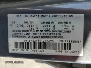 2009 Mazda Mazda3 i Touring Value with VIN JM1BK32F791242698, listed as a Copart auction lot 53137805 with 132,137 mi miles and Salvage Title. Bid and sale history available at carsss.com. Image 12.