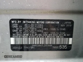 2020 Mitsubishi Eclipse Cross ES z VIN JA4AS3AA7LZ023096, wystawiony jako Copart lot #42303965 z przebiegiem 81 922 mil mil oraz Szkoda całkowita • Salvage title. Historia ofert i sprzedaży dostępna na DreamBid. Obrazek 13.
