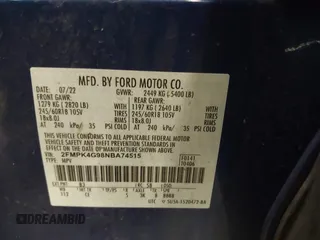 2022 Ford Edge SE with VIN 2FMPK4G98NBA74515, listed as a IAAI auction lot 42471058 with 66,705 mi miles and . Bid and sale history available at DreamBid. Image 9.