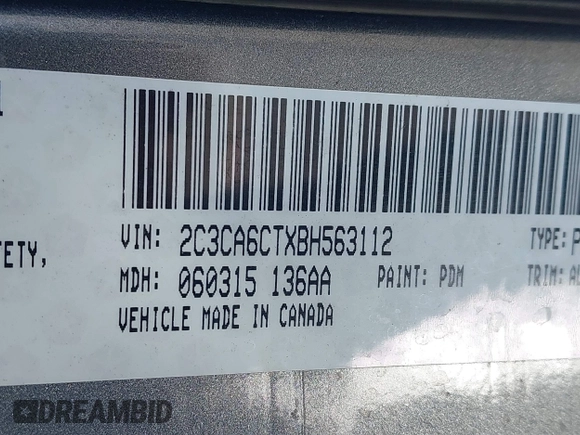 2011 Chrysler 300 with VIN 2C3CA6CTXBH563112, listed as a IAAI auction lot 41374372 with 151,947 mi miles. Bid and sale history available at carsss.com. Image 9.