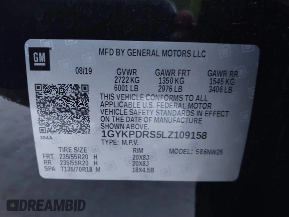 2020 Cadillac XT6 AWD Premium Luxury with VIN 1GYKPDRS5LZ109158, listed as a IAAI auction lot 40971141 with 47,367 mi miles and . Bid and sale history available at DreamBid. Image 9.