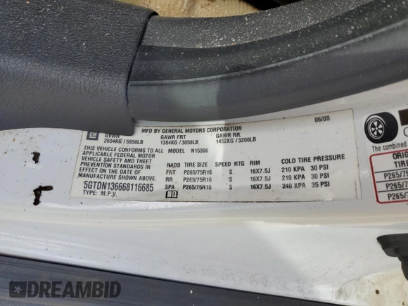 2006 Hummer H3 with VIN 5GTDN136668116685, listed as a Copart auction lot 74241474 with 144,273 mi miles and Salvage Title. Bid and sale history available at carsss.com. Image 12.