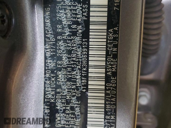 2017 Toyota Camry XLE z VIN 4T1BF1FK3HU699131, wystawiony jako Copart lot #58820105 z przebiegiem 80 344 mil mil oraz Szkoda całkowita • Salvage title. Historia ofert i sprzedaży dostępna na DreamBid. Obrazek 12.