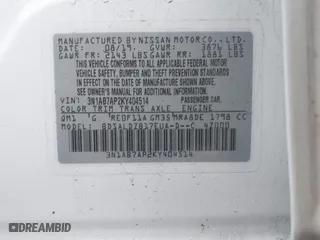 2019 Nissan Sentra SR with VIN 3N1AB7AP2KY404514, listed as a IAAI auction lot 41161710 with 97,885 mi miles. Bid and sale history available at carsss.com. Image 9.