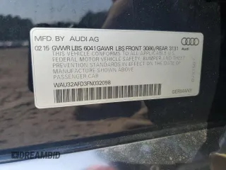 2015 Audi A8 4.0T with VIN WAU32AFD3FN032098, listed as a Copart auction lot 58788445 with 112,804 mi miles and Clean title. Bid and sale history available at DreamBid. Image 12.