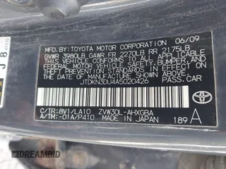 2010 Toyota Prius II with VIN JTDKN3DU4A5020426, listed as a IAAI auction lot 42142743 with 246,372 mi miles. Bid and sale history available at carsss.com. Image 9.