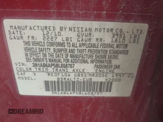 2011 Nissan Sentra SL with VIN 3N1AB6AP5BL658757, listed as a IAAI auction lot 42529456 with 197,717 mi miles and . Bid and sale history available at DreamBid. Image 9.