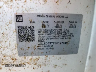 2025 Chevrolet Malibu LT with VIN 1G1ZD5ST7SF127949, listed as a Copart auction lot 54221485 with 17,587 mi miles and Salvage Title. Bid and sale history available at DreamBid. Image 12.