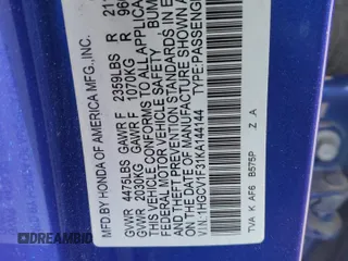 2019 Honda Accord Sedan Sport 1.5T with VIN 1HGCV1F31KA144144, listed as a Copart auction lot 42144335 with Not Provided miles and Salvage Title. Bid and sale history available at carsss.com. Image 14.