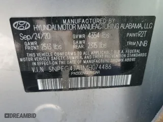 2021 Hyundai Sonata SE with VIN 5NPEG4JA1MH074486, listed as a Copart auction lot 76439804 with 125,735 mi miles and Salvage Title. Bid and sale history available at carsss.com. Image 15.