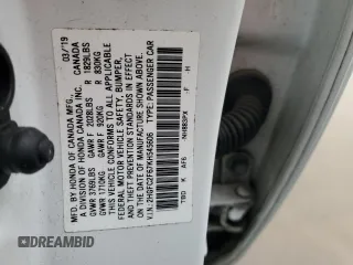 2019 Honda Civic LX with VIN 2HGFC2F67KH545606, listed as a Copart auction lot 79925204 with 96,017 mi miles and Salvage Title. Bid and sale history available at DreamBid. Image 12.