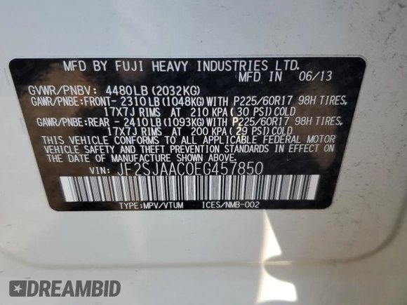 2014 Subaru Forester 2.5i with VIN JF2SJAAC0EG457850, listed as a Copart auction lot 47614785 with 135,562 mi miles and Clean Title. Bid and sale history available at carsss.com. Image 13.