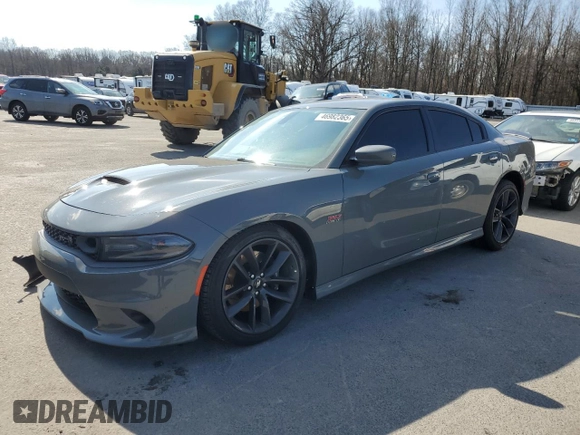 2019 Dodge Charger Scat Pack with VIN 2C3CDXGJ0KH614767, listed as a Copart auction lot 46982365 with 58,390 mi miles and Salvage title. Bid and sale history available at DreamBid. Image 1.