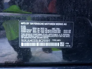 2020 BMW X5 M50i with VIN 5UXJU4C03L9C25591, listed as a Copart auction lot 66650082 with 0 mi miles. Bid and sale history available at carsss.com. Image 12.