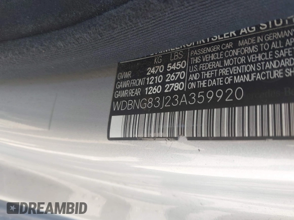 2003 Mercedes-Benz S 430 with VIN WDBNG83J23A359920, listed as a IAAI auction lot 42408166 with Not provided miles and . Bid and sale history available at DreamBid. Image 9.