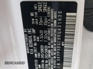 2024 Kia Telluride SX Prestige X-Pro with VIN 5XYP5DGC8RG431636, listed as a Copart auction lot 55682855 with 14,114 mi miles and Salvage title. Bid and sale history available at DreamBid. Image 13.