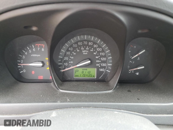 2008 Kia Spectra SX with VIN KNAFE121385553406, listed as a Copart auction lot 82035564 with 115,435 mi miles and Salvage Title. Bid and sale history available at carsss.com. Image 9.