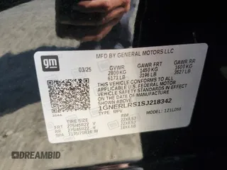2025 Chevrolet Traverse with VIN 1GNERLRS1SJ218342, listed as a Copart auction lot 60824205 with 452 mi miles and Salvage title. Bid and sale history available at DreamBid. Image 14.
