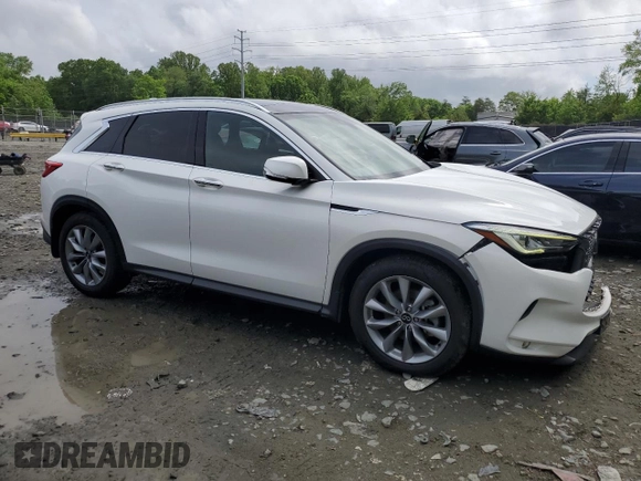 2021 Infiniti QX50 Luxe with VIN 3PCAJ5BB9MF120951, listed as a Copart auction lot 55303395 with 28,437 mi miles and Salvage title. Bid and sale history available at DreamBid. Image 4.