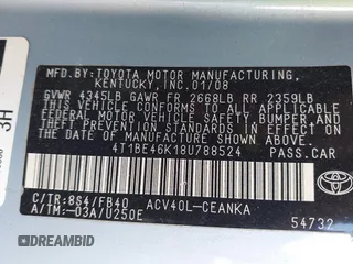 2008 Toyota Camry LE with VIN 4T1BE46K18U788524, listed as a IAAI auction lot 42178903 with 141,516 mi miles and . Bid and sale history available at DreamBid. Image 9.
