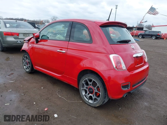 2015 FIAT 500 Sport with VIN 3C3CFFBR7FT707154, listed as a IAAI auction lot 41836730 with 77,675 mi miles. Bid and sale history available at carsss.com. Image 3.