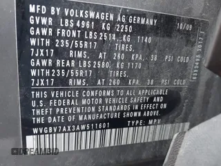 2010 Volkswagen Tiguan Wolfsburg Edition z VIN WVGBV7AX3AW511601, wystawiony jako IAAI lot #42306282 z przebiegiem 126 926 mil mil oraz . Historia ofert i sprzedaży dostępna na DreamBid. Obrazek 9.