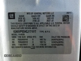 2012 GMC Acadia SLE with VIN 1GKKVPED4CJ171917, listed as a Copart auction lot 44214655 with 131,591 mi miles and Salvage Title. Bid and sale history available at carsss.com. Image 13.