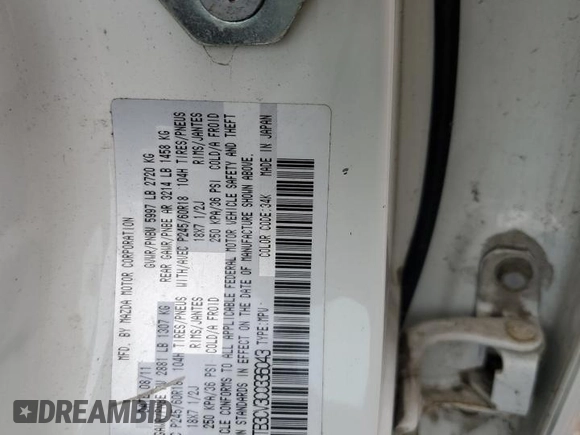 2012 Mazda CX-9 Touring with VIN JM3TB3CV3C0336043, listed as a Copart auction lot 59914335 with 106,595 mi miles and Salvage title. Bid and sale history available at DreamBid. Image 13.