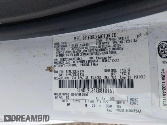 2012 Lincoln MKZ Hybrid с VIN 3LNDL2L34CR810161, выставлен на аукционе IAAI как лот 42767765 с пробегом 148 316 миль миль и . История ставок и продаж доступна на DreamBid. Изображение 9.