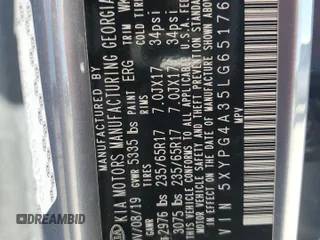 2020 Kia Sorento LX with VIN 5XYPG4A35LG651763, listed as a Copart auction lot 49738375 with 41,100 mi miles and Salvage Title. Bid and sale history available at DreamBid. Image 15.
