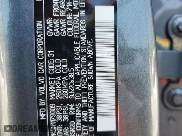 2017 Volvo XC90 with VIN YV4A22PK5H1179009, listed as a Copart auction lot 54694505 with 57,406 mi miles and Salvage Title. Bid and sale history available at DreamBid. Image 15.