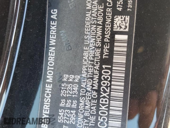 2019 BMW 8 Series M850i xDrive with VIN WBAFY4C50KBX29301, listed as a Copart auction lot 60630823 with 0 mi miles. Bid and sale history available at carsss.com. Image 14.