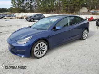 2022 Tesla Model 3 Long Range with VIN 5YJ3E1EB3NF187564, listed as a Copart auction lot 47061175 with 121,172 mi miles and Clean Title. Bid and sale history available at carsss.com. Image 1.