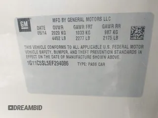 2014 Chevrolet Malibu LT with VIN 1G11C5SL5EF294086, listed as a IAAI auction lot 42156195 with 115,664 mi miles and . Bid and sale history available at DreamBid. Image 9.