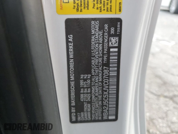 2018 BMW 2 Series M240i with VIN WBA2J5C5XJVC07087, listed as a Copart auction lot 83638694 with 90,539 mi miles and Salvage Title. Bid and sale history available at carsss.com. Image 12.