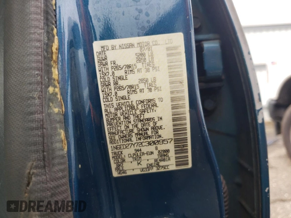 2002 Nissan Frontier XE with VIN 1N6ED27Y72C300957, listed as a Copart auction lot 63192525 with 179,444 mi miles and Clean title. Bid and sale history available at DreamBid. Image 12.