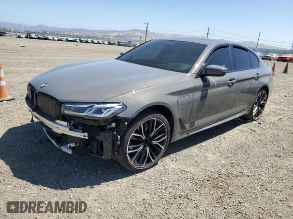 2021 BMW 5 Series 530e with VIN WBA13AG01MCG48152, listed as a Copart auction lot 57289354 with Not Provided miles and Salvage Title. Bid and sale history available at carsss.com. Image 1.