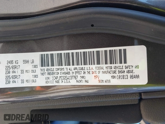 2014 Jeep Cherokee Latitude with VIN 1C4PJMCS2EW137767, listed as a IAAI auction lot 42052071 with 165,300 mi miles and . Bid and sale history available at DreamBid. Image 9.