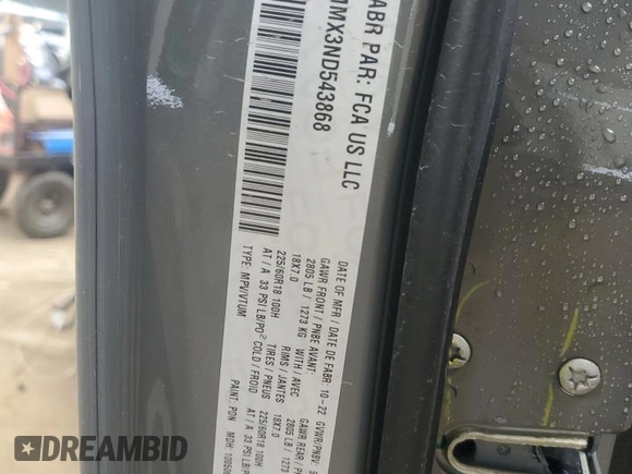 2022 Jeep Cherokee Latitude Lux z VIN 1C4PJMMX3ND543868, wystawiony jako Copart lot #58288885 z przebiegiem 27 975 mil mil oraz Nie do naprawy • Non repairable. Historia ofert i sprzedaży dostępna na DreamBid. Obrazek 14.