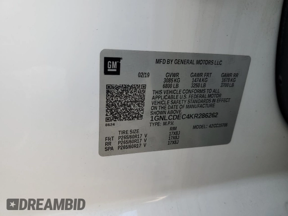 2019 Chevrolet Tahoe Commercial z VIN 1GNLCDEC4KR286262, wystawiony jako Copart lot #80098354 z przebiegiem 36 983 mil mil oraz Nie do naprawy • Non repairable. Historia ofert i sprzedaży dostępna na DreamBid. Obrazek 12.
