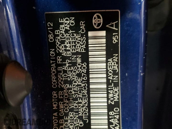 2012 Toyota Prius Two with VIN JTDZN3EU4C3167406, listed as a Copart auction lot 52955215 with 229,836 mi miles and Salvage Title. Bid and sale history available at DreamBid. Image 13.