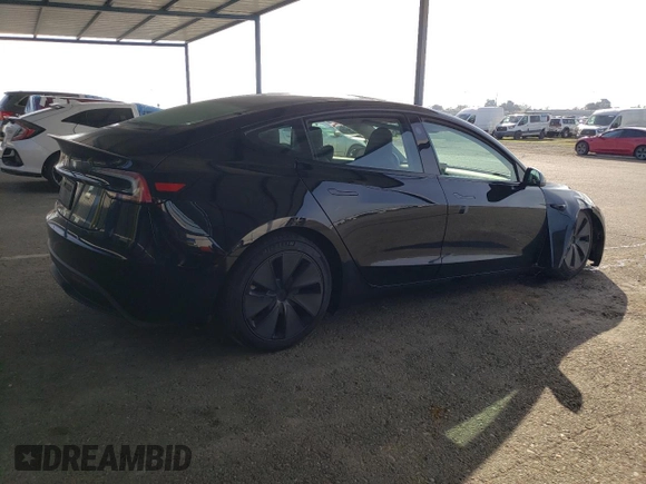 2024 Tesla Model 3 with VIN 5YJ3E1EA5RF848265, listed as a Copart auction lot 46254355 with 0 mi miles and Salvage Title. Bid and sale history available at carsss.com. Image 3.