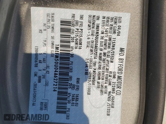 2004 Mercury Sable GS z VIN 1MEFM50U04A627214, wystawiony jako Copart lot #88798745 z przebiegiem 70 092 mil mil oraz Nie do naprawy • Non repairable. Historia ofert i sprzedaży dostępna na DreamBid. Obrazek 12.